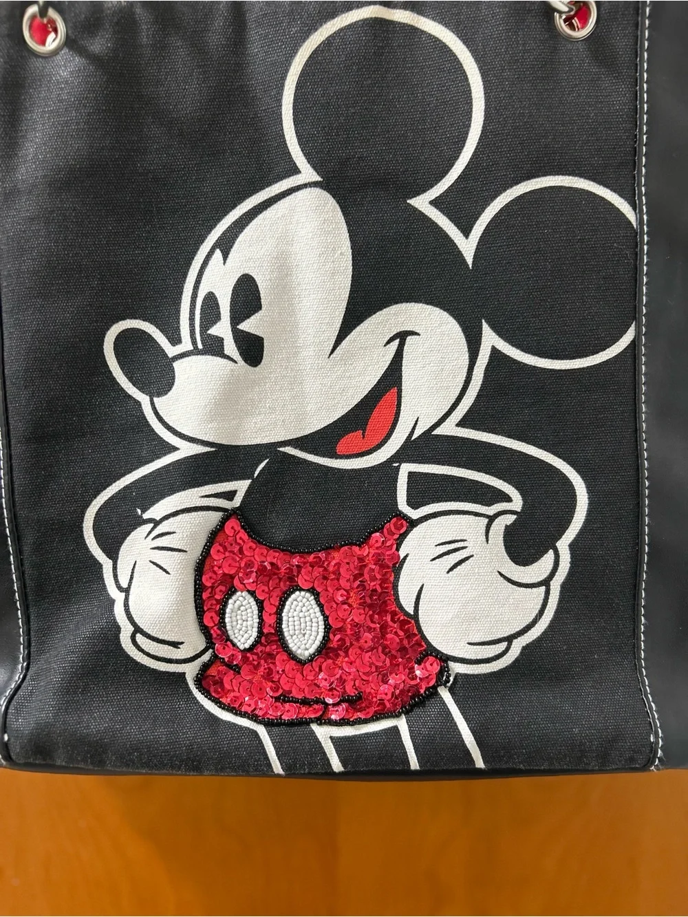 Disney Black Tote Bag with Red Sequin Mickey